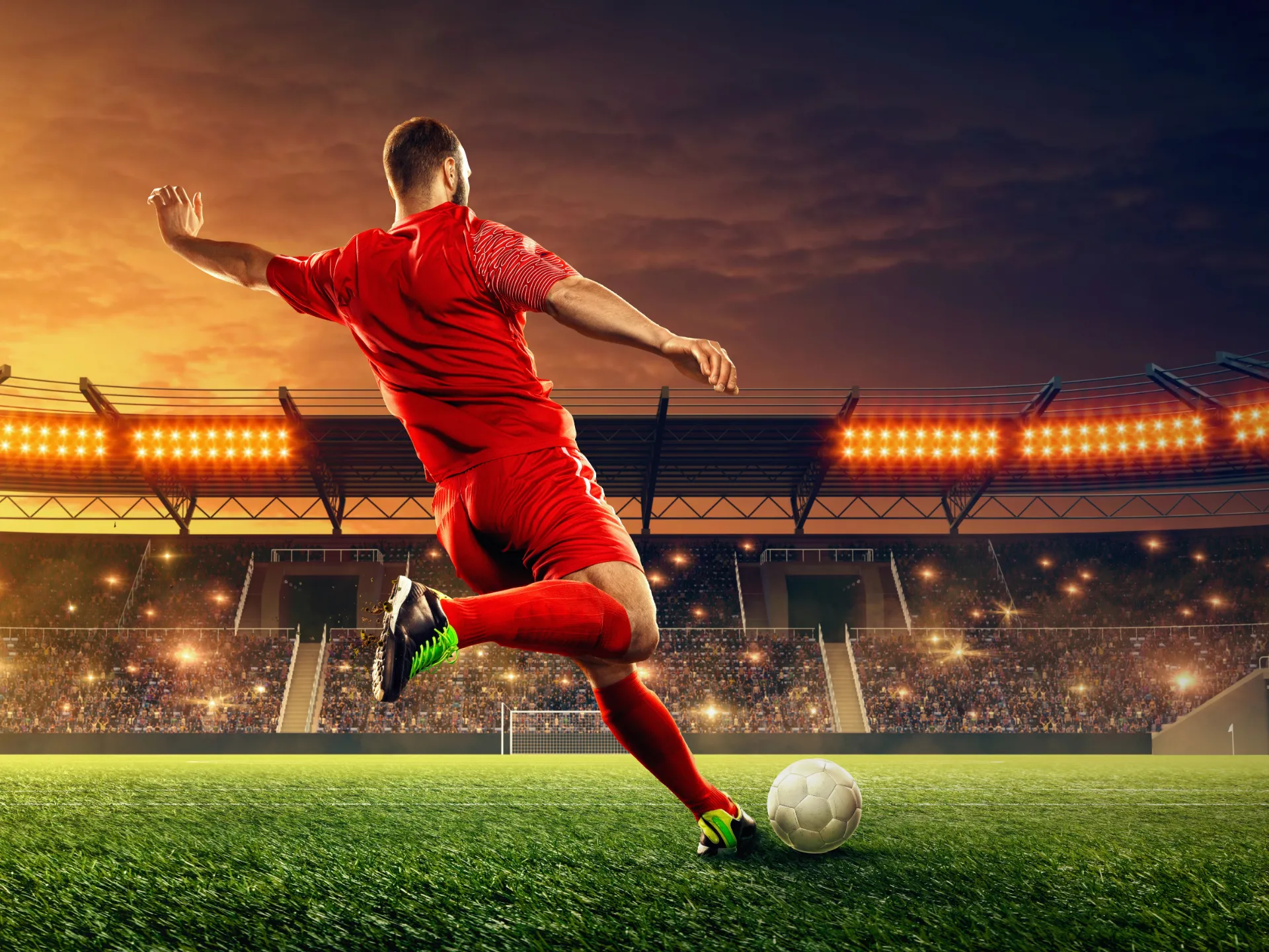 Fußballspieler im Stadion