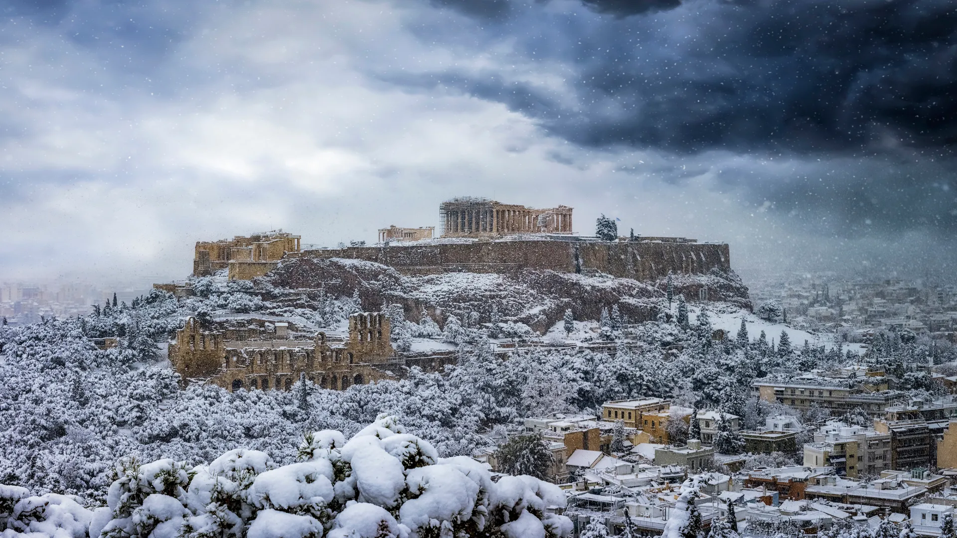 Athen im Winter