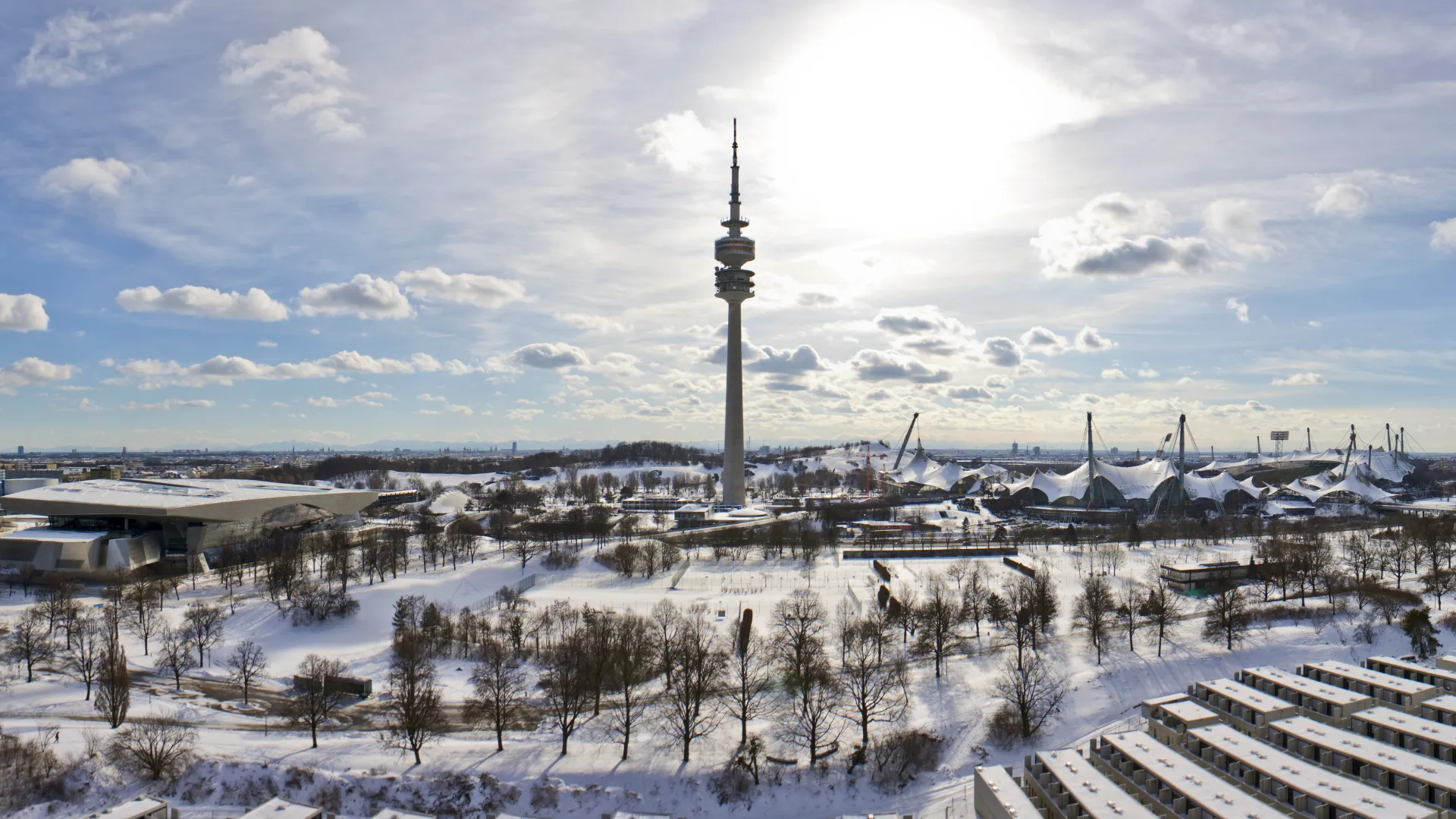 Le Parc olympique de Munich en hiver