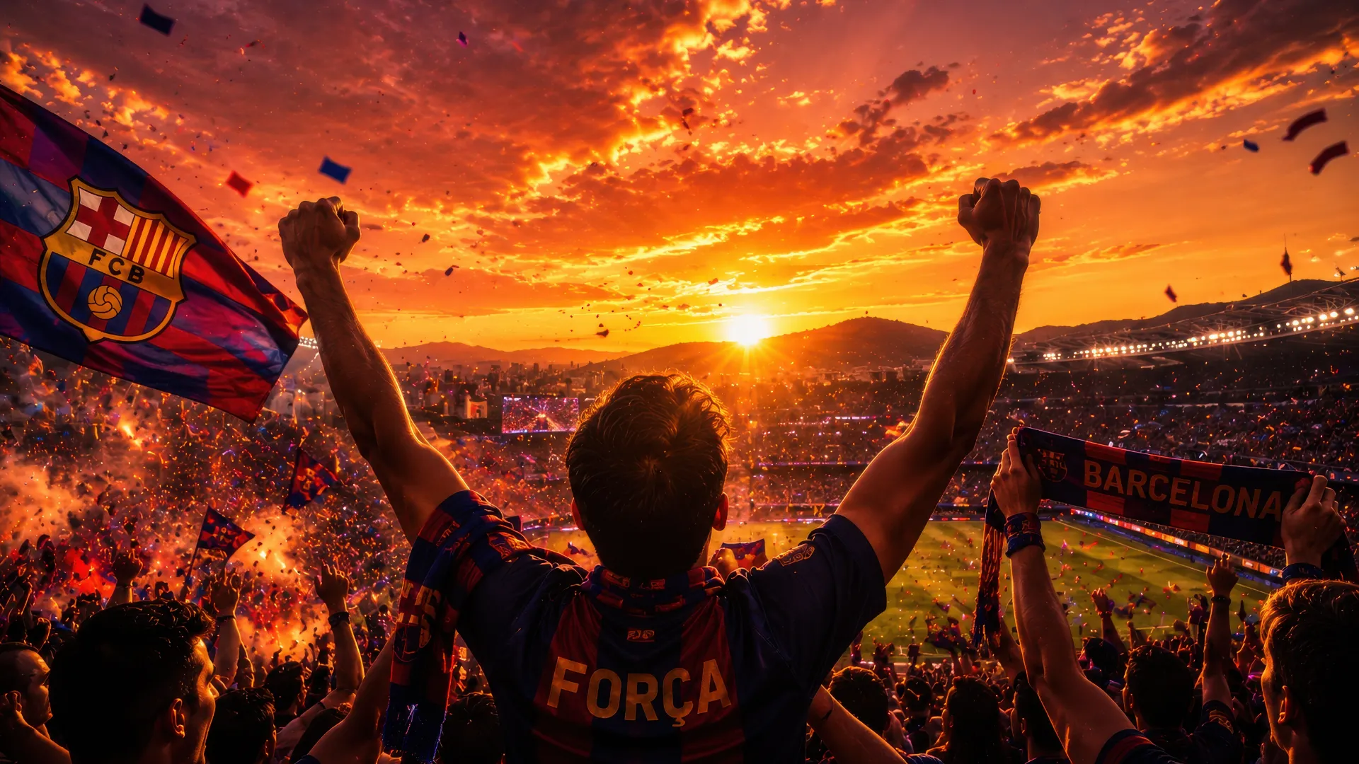 Imagebild Fußball-Atmosphäre FC Barcelona (KI-generiert/-optimiert)